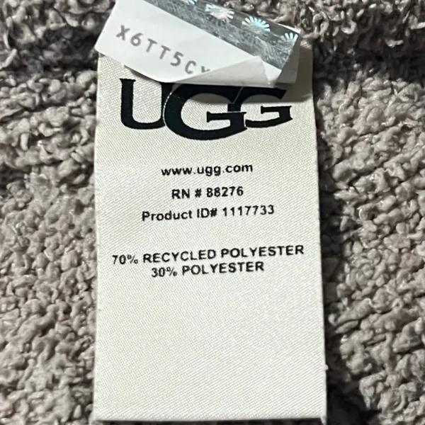 UGG Fleece Jogger Pants Women‎ Medium Beige Textured Knit Lounge Pockets - Image 3