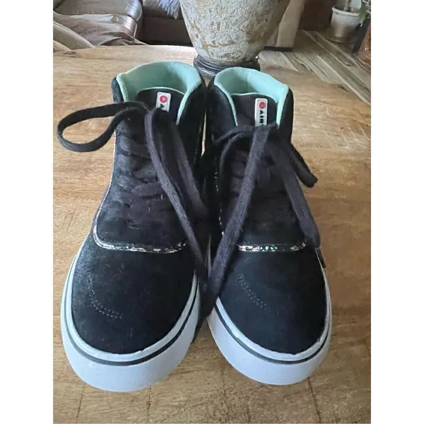 AIRWALK Black High Top Genuine Suede/ Canvas Sneakers Shoes for Girls Size USA 6 - Image 2