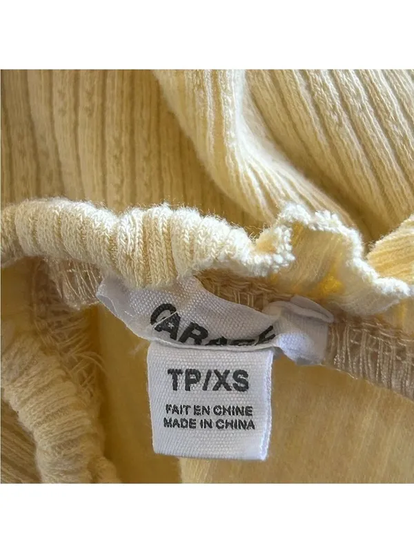 Garage Yellow Ribbed Spaghetti Strap Crop Tank XS - Image 3