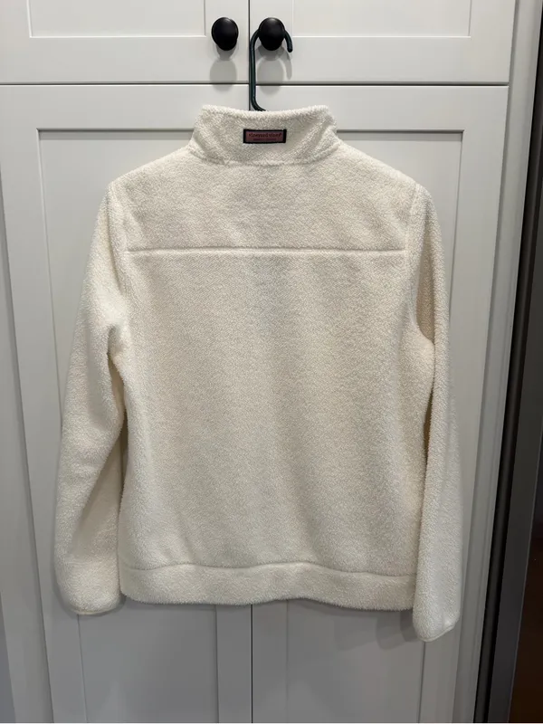 Vineyard Vines White Sherpa Half-Zip Pullover - Image 4