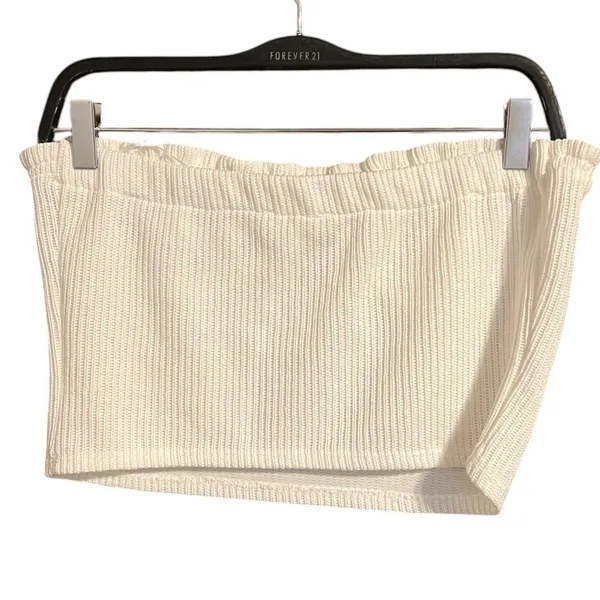 Kirious Los Angeles XL white Ribbed Knit Strapless Bustier Crop Top - Image 3
