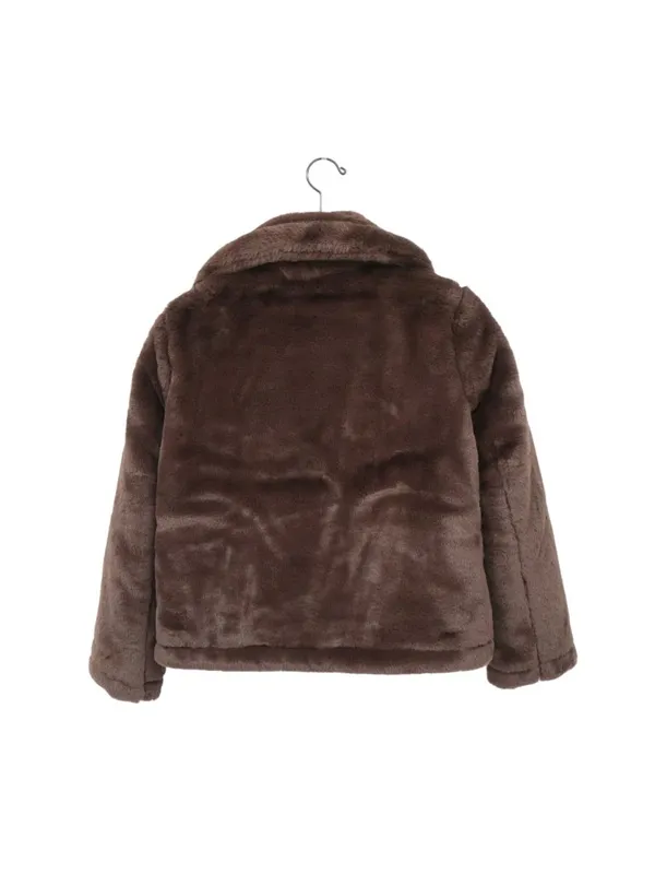 NWT Liz Claiborne Super Soft Womens Faux Fur Midweight Peacoat Brown Coat XS - Image 3