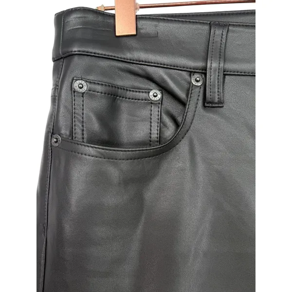 J.Crew Womens Faux Leather Nipped Straight Leg Pants Black Size 26 Minimalist - Image 8