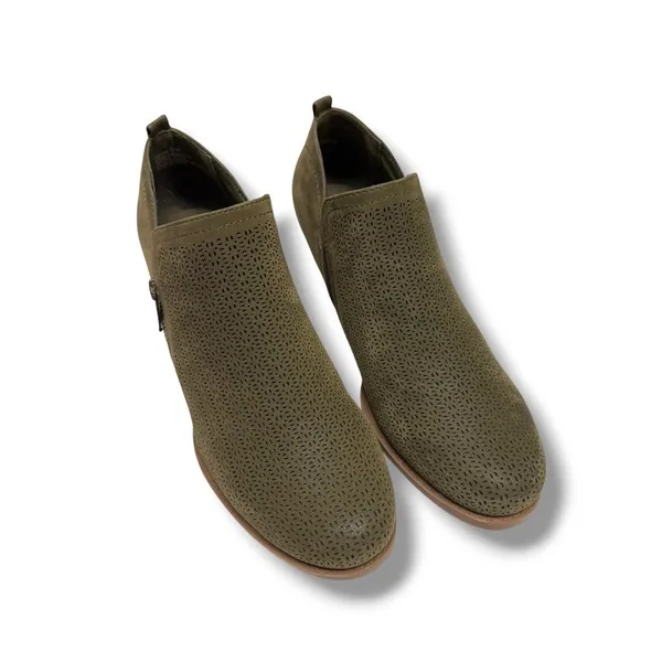 Baretraps Rianne Moss Green Perforated Ankle Booties‎ Block Heel BT27470 8M - Image 2
