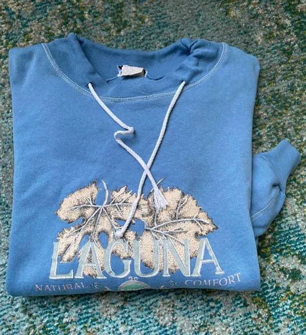 90s Laguna Sport neck tie soft worn in blue logo sweatshirt, size XL - Image 12