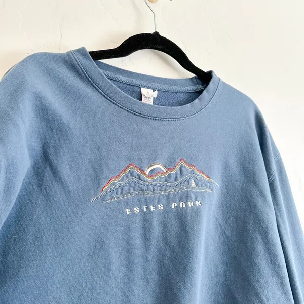 Parks Project Estes Park Embroidered Fleece Crewneck Sweatshirt in Blue - Image 4