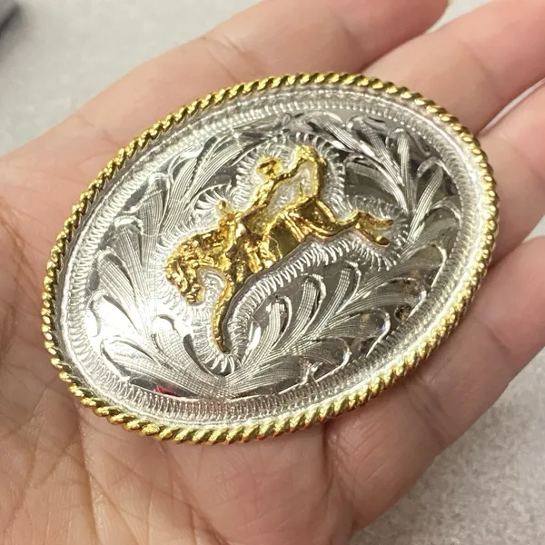 Custom‎ Equestrian Rodeo Cowboy Western Belt Buckle Stamped Bernal Alpaca Mexico - Image 4