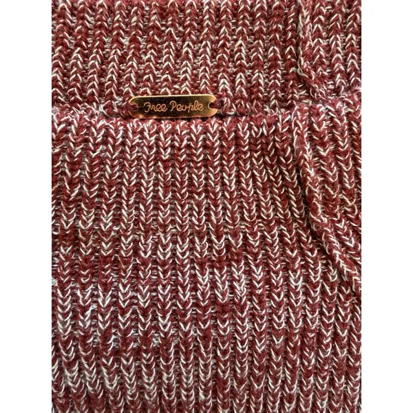 Free People Too‎ Good Chunky Knit Pullover Sweater Heather Red Cropped Cozy Crop - Image 4
