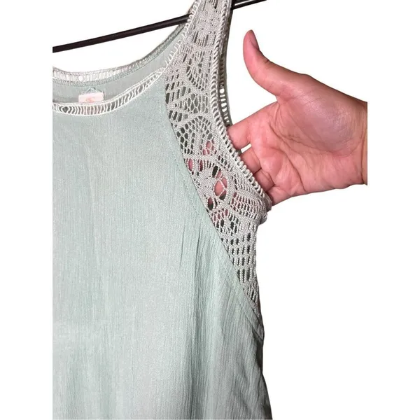 O’Neill Sage Green Crochet Tunic Top Size L - Image 4