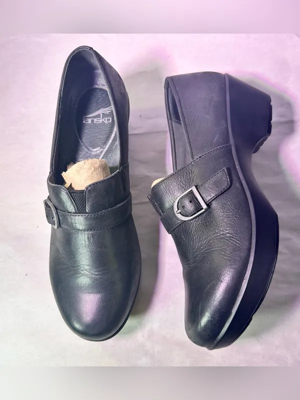 Dansko Black Leather Buckle Slip-On Loafer - Image 6