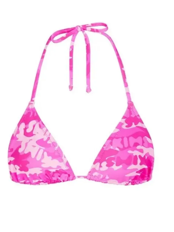 SKIMS SWIM TRIANGLE BIKINI TOP IN PINK‎ CAMO size XL - Image 5