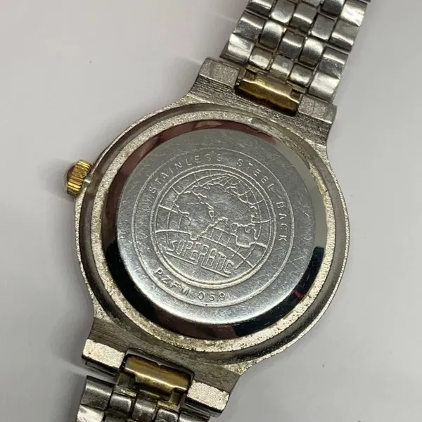 Superatic vintage women’s watch 25mm case gold silver tone Quartz analog running - Image 3