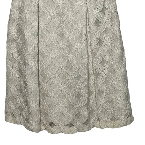 Daniel Cremieux Floral Lace Sleeveless Pleated Cocktail‎ Dress 2 Women Cream NWT - Image 3