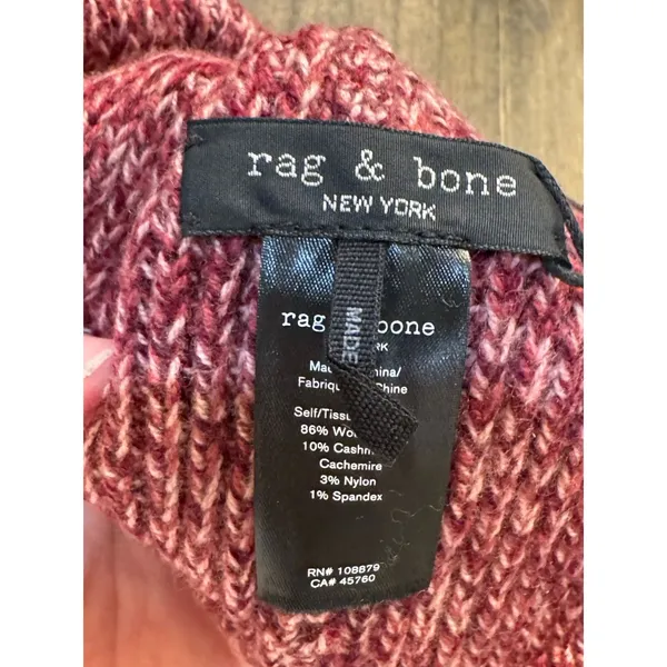Rag & Bone Women's Wool Blend Heritage Beanie Winter Hat Burgundy $165 - Image 5