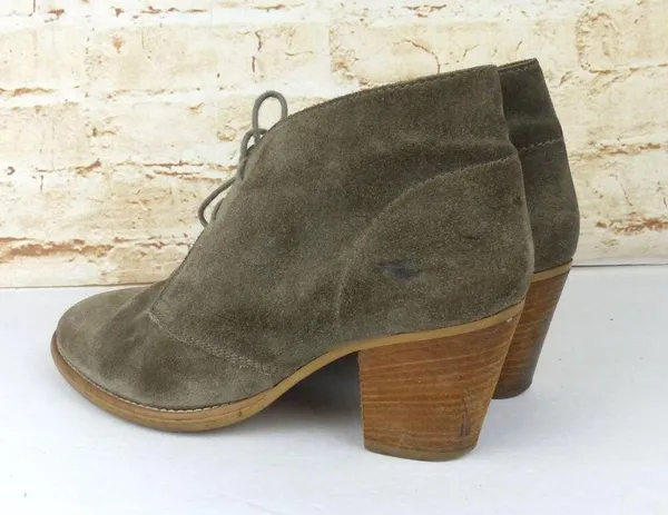 Madewell 1937 Sandstorm Suede Leather Lace-up Ankle Booties 7.5 Tan Block Heel - Image 6