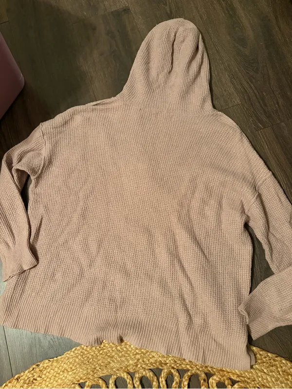aerie Dusty Rose Hooded Knit Sweater - Image 3