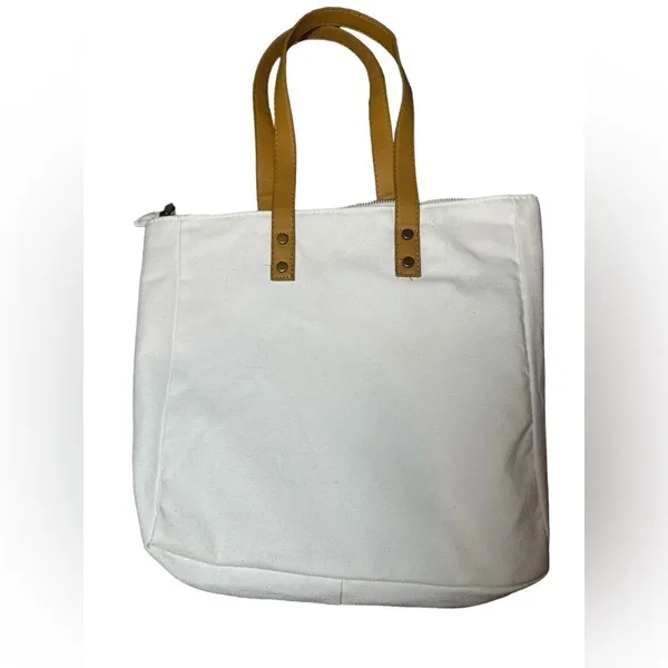 Cozy Earth‎ White Zippered Canvas Tote Bag - Image 3