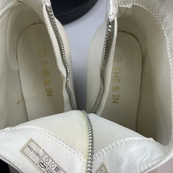 SHE & IN Women's White Pointed Toe Ankle Bootie Side Zip 8.5 - Image 6