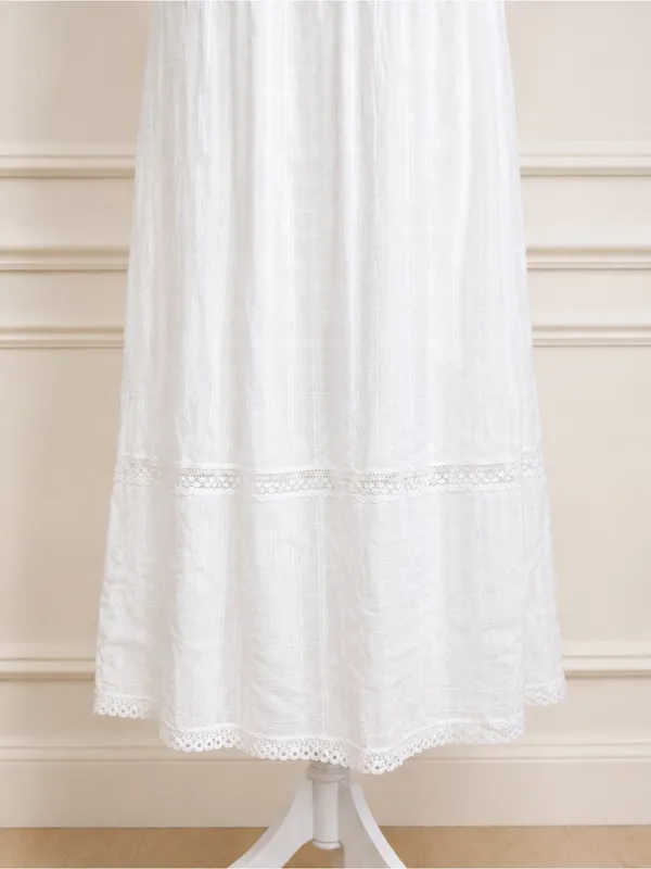 Handmade Cadeltef Ecuador White Cotton Crochet Floral Maxi Dress Boho Cottagecore - Image 6