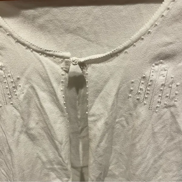 Vintage Y2K creamy white beaded trim Vertigo Paris stretchy cardigan sweater - Image 7