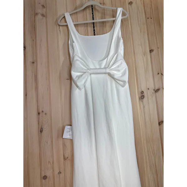 Lulus Loving Fate White Bow Square Neck Backless Maxi Dress Elegant Medium - Image 4