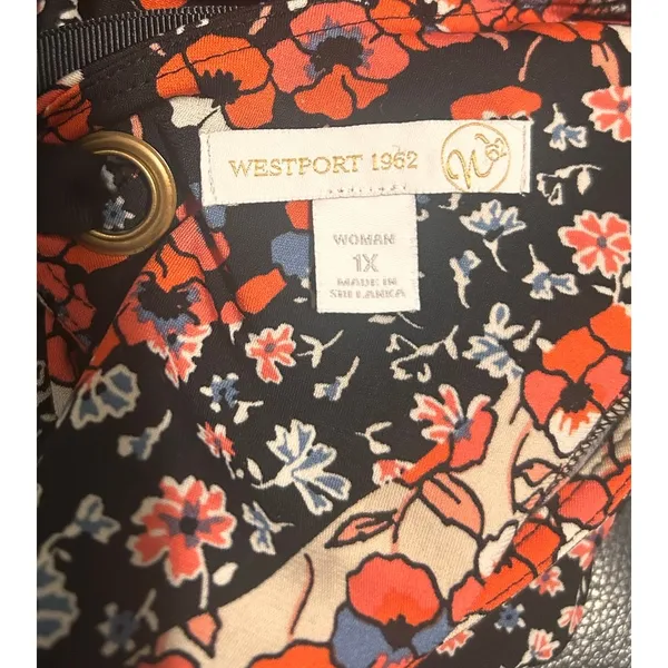 Westport‎ 1962 Women's Black Orange Blue Floral Bohemian Flowing Dress Size 1X - Image 3
