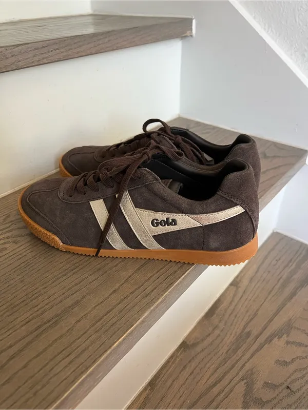 Gola Anthropologie Harrier Mirror Suede Sneakers in Mocha / Gold / Gum NWOB - Image 4