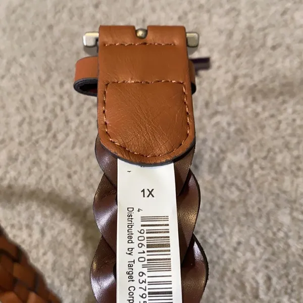 Women’s Brown Braided Belt with Silver Buckle Size XL NWT - Image 5