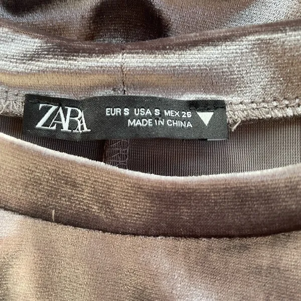 ZARA velvet midi dress in metallic taupe grey‎ Size Small - Image 10
