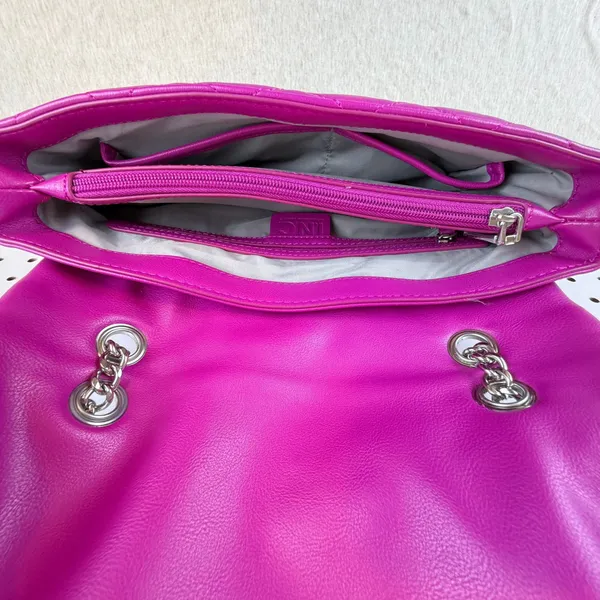 INC International Concepts Hot Pink Quilted Chain Shoulder Bag - Image 7
