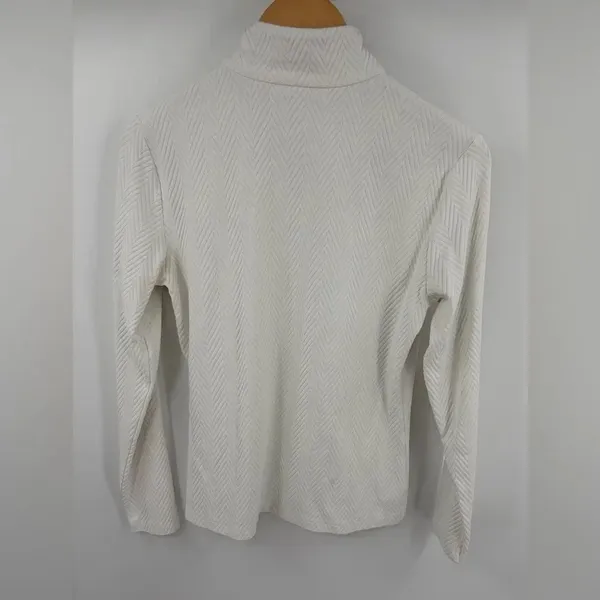 J.McLaughlin white dashing herringbone quarter zip pullover women’s size M - Image 4