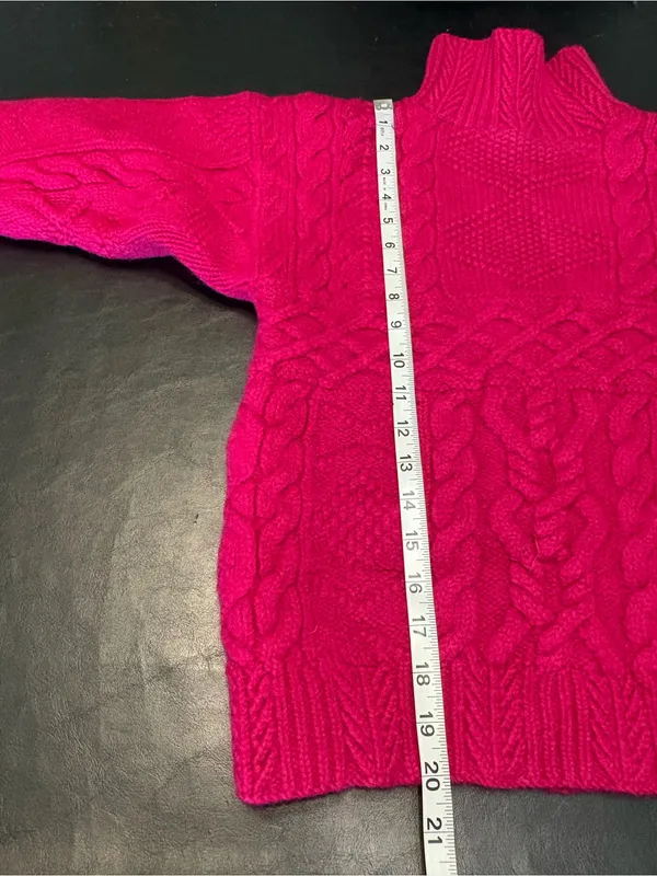 Vintage Ralph Lauren 100% Wool Cable Knit Turtleneck Sweater Pink Size Small - Image 8
