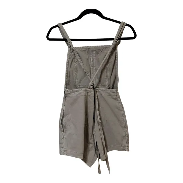 Free People Go West Utility Romper Overalls Taupe Cotton Size 4 OB1988126 - Image 4