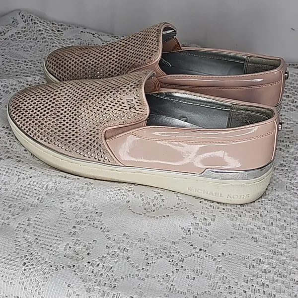 MICHAEL Michael Kors blush pink leather mesh slip on boat shoes flats sz 9 - Image 5