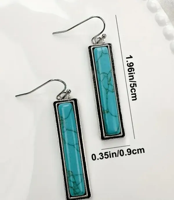 NEW Pair of vintage style BOHO earrings, dangle turquoise earrings, western - Image 3