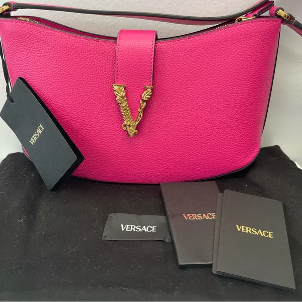 Versace Virtus Leather Shoulder Bag in Pink - NWT - Image 3