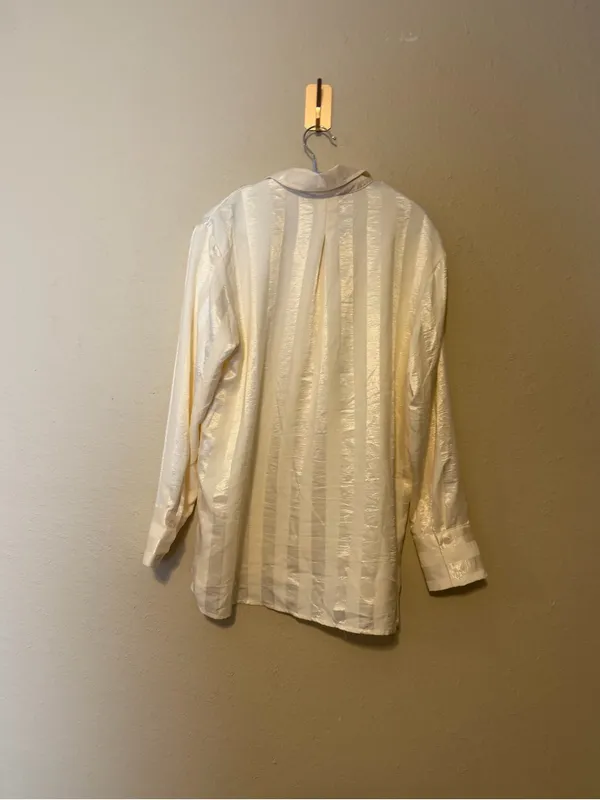 Baltic Born Kieran Striped Button Up Satin Cream Top Size Small NWT‎ - Image 6