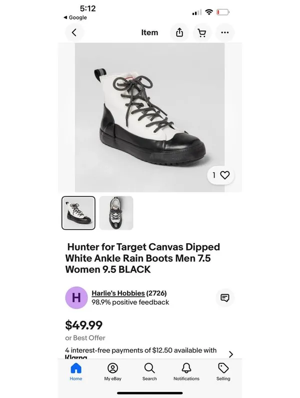 Hunter for Target Canvas Dipped White Ankle Rain Boots M7/W9 - Image 9