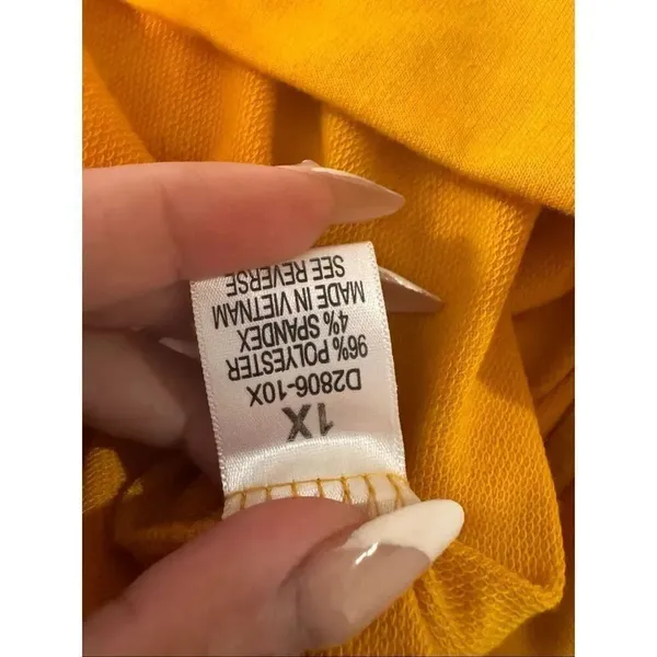 Ups & Downs Yellow Ruffle Sleeve Hoodie Dress Women’s 1X - Image 6