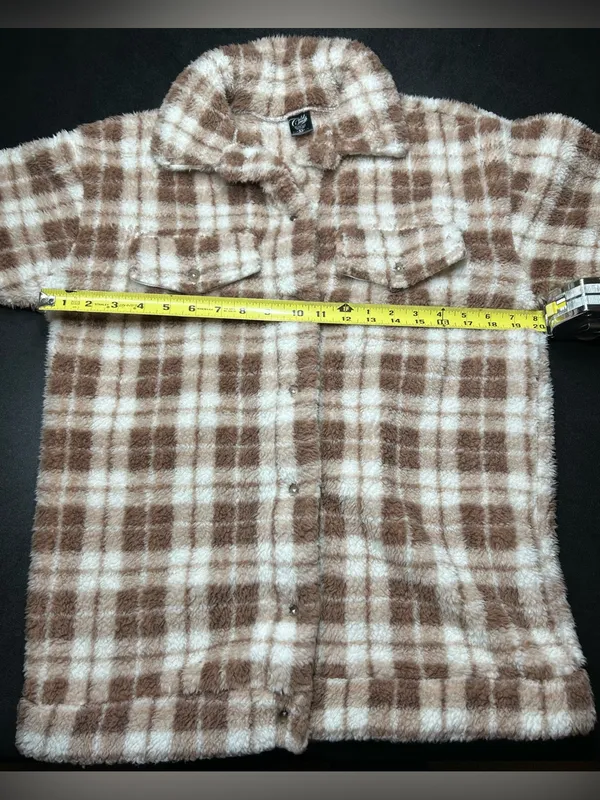 Cold Crush Size XS Plaid Sherpa Button-Up Shacket - Image 3