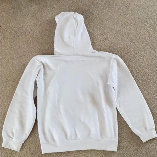 Gildan White Hoodie with Blue Greek Letters - Image 3