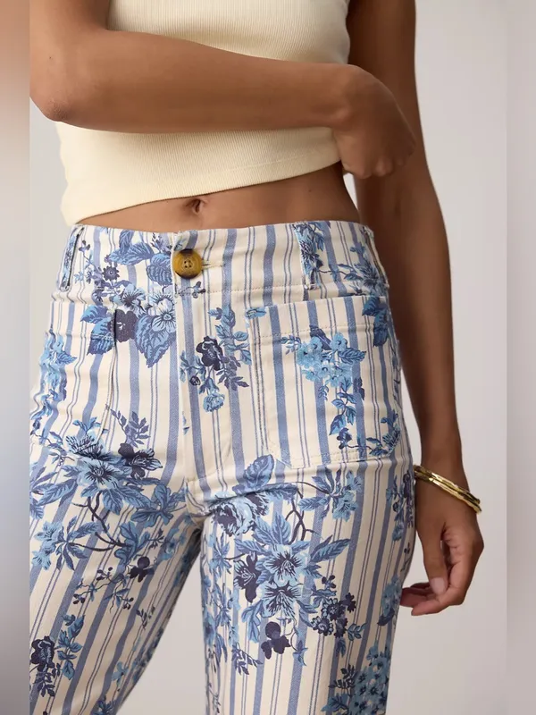 NWT Anthropologie Maeve The Colette High-Rise Wide-Leg Jeans- Floral Stripe - 25 - Image 8