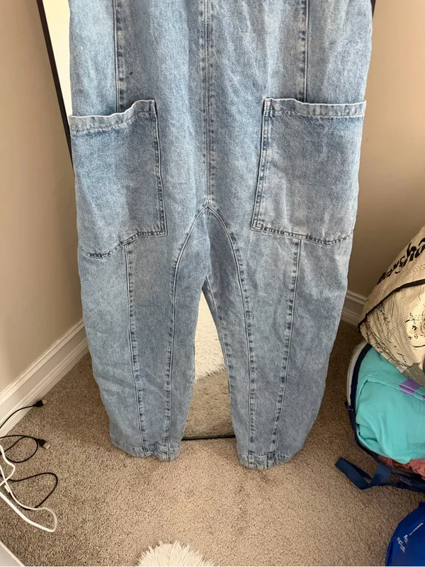 We The Free Free People High Roller Denim Jumpsuit - Image 4