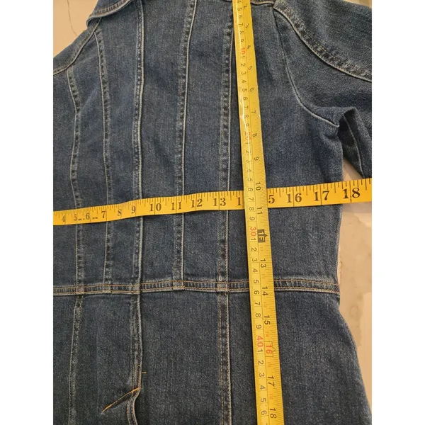 Lands' End Safari Field Size XS 2-4 Denim Jacket Dark Wash 4 Flap Pocket Women - Image 11