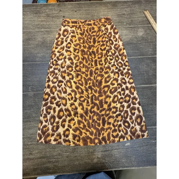 Kate Spade Panthera Canvas Midi Skirt Pockets‎ Linen Cotton Giraffe Print $228 - Image 4