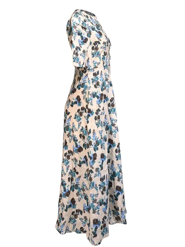 Tuckernuck Budding Bluebell Hadley Collared Floral Shirt Dress Medium - Image 4