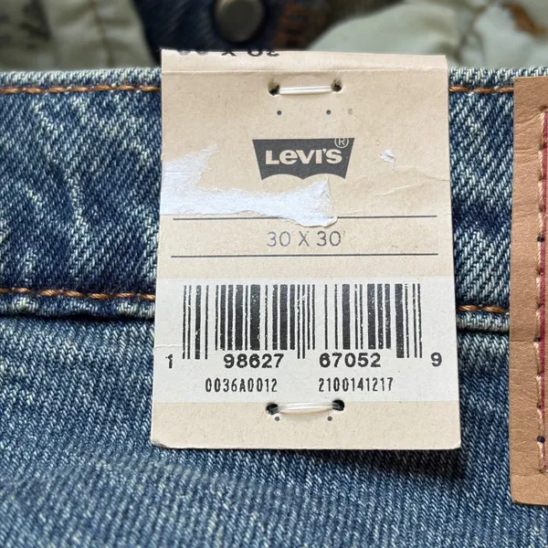 Levis 501 Curve Stretch High Rise Straight‎ Leg Blue Embellished Jeans 30x30 - Image 9
