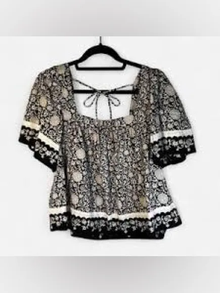 Universal Thread Black & White Square-Neck Boho Top - Image 4