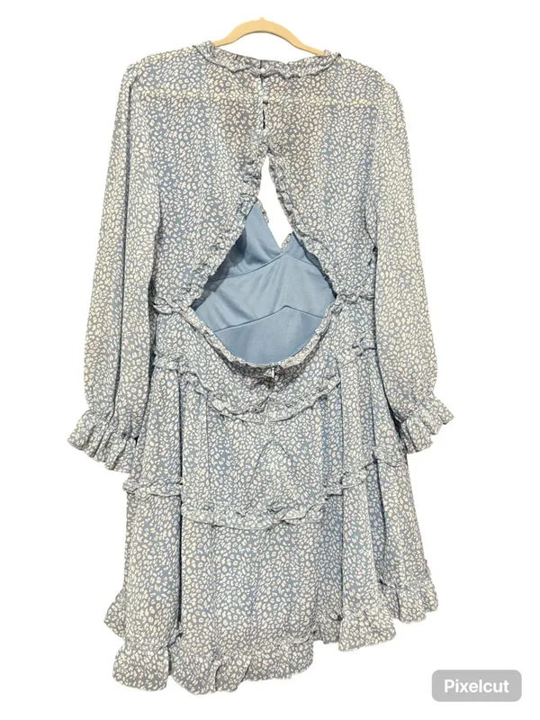 Light Blue Floral Ruffle Tiered Dress Size XL - Image 2