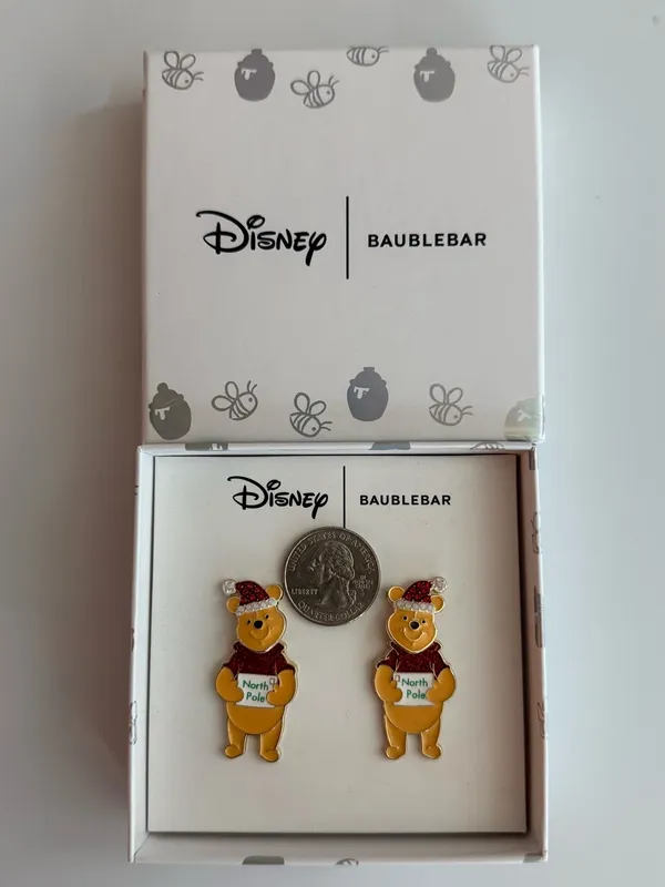 BaubleBar nwt Disney Winnie the Pooh Holiday Earrings - Christmas North Pole - Image 3